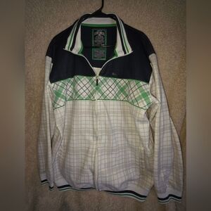 Ecko Unlimited Men's Black, Green, and White Zip-Up Sweater